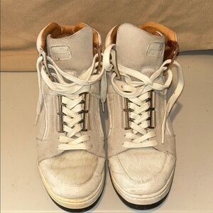 Puma High-Top Sneakers in Cream and Brown